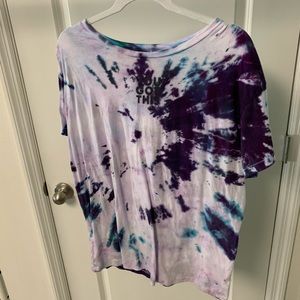 Blue and purple tye-dyed PINK top